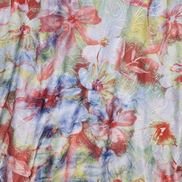 Cocomo Woman Top 3X Floral Popover 3/4 Roll Tab Sleeve Assymetric Hem Stretch - Picture 8 of 10